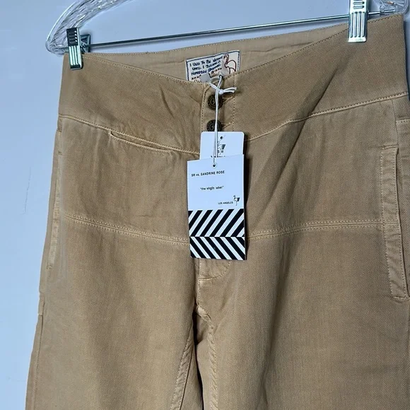 Free People Sandrine Rose French Worker Tan Jeans Size 27 NWT - Picture 3 of 7